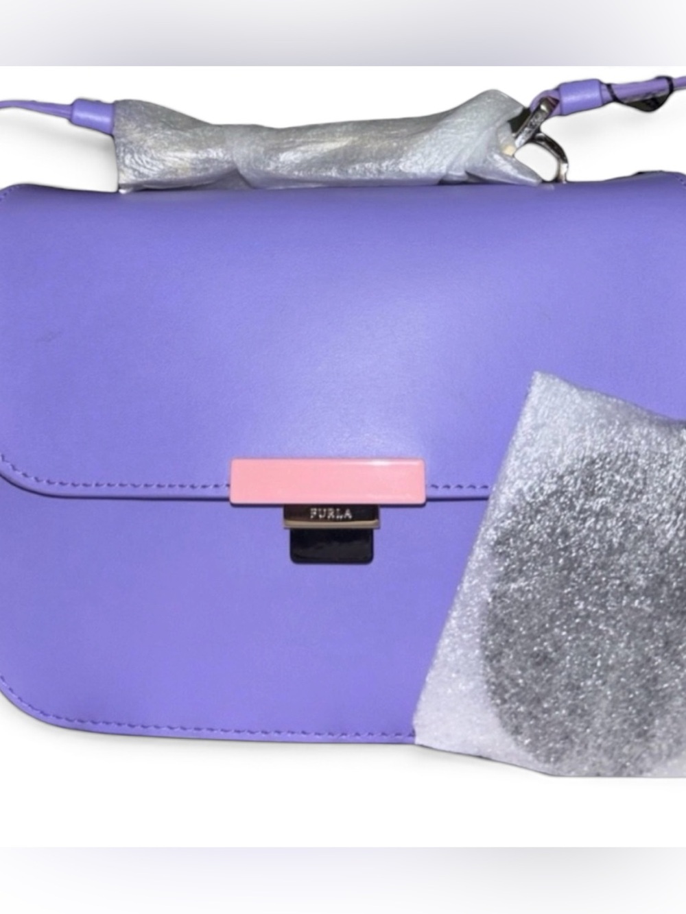 Furla Elisir small crossbody satchel in lilac smooth leather NWT made in Italy - Picture 9 of 16